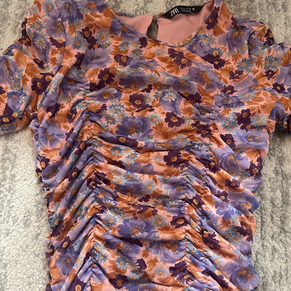 ZARA ruched floral mini dress - Picture 5 of 6